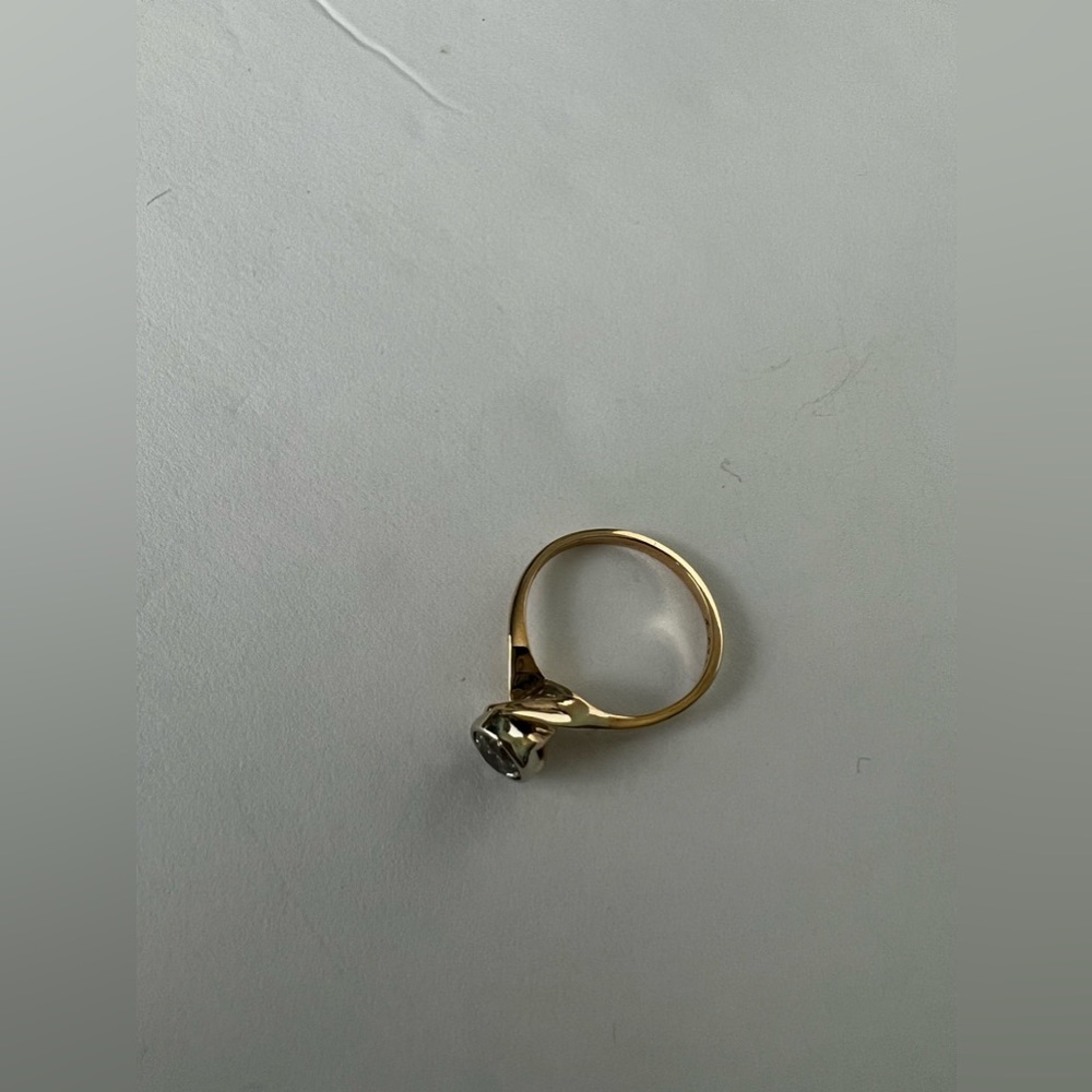 14k & Diamond Solitaire Engagement Ring - Picture 4 of 9